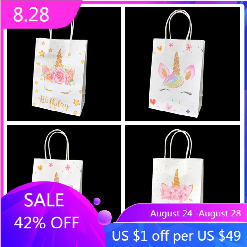 

4 styles cute cartoon small gift bag baking bag takeaway shopping clothing kraft paper tote Christmas kids gift