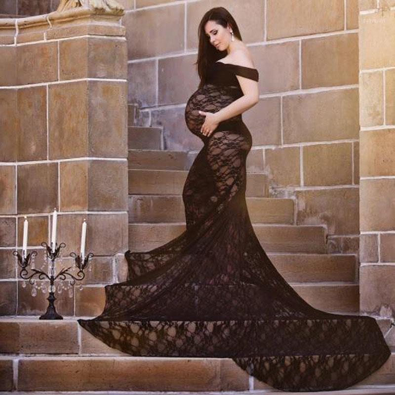 

Black Lace Maternity Photography Props Pregnant Dress For Photo Shoot Maternity Clothes Long Lace Dress Pregnancy Clothing1