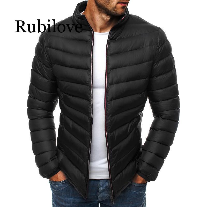 

mens parkas colorful men winter jacket Casual puffer coat solid zipper overcoat streetwear men Simple coat clothes 2020, Black