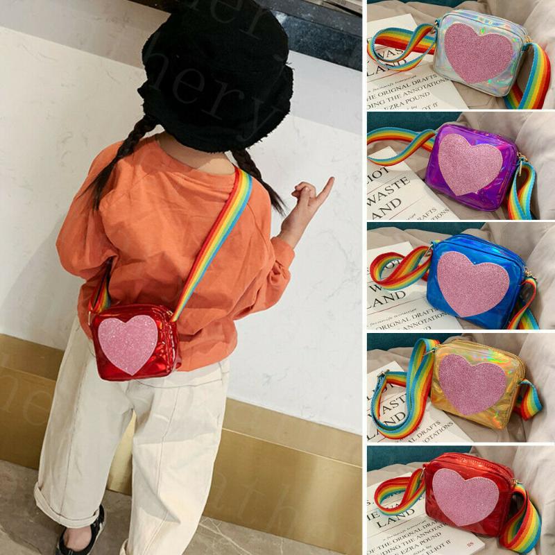 

2021 Fashion Women Girls Shoulder Bag PU Leather Child Love Pattern Crossbody Messenger Handbag Purse New, Red
