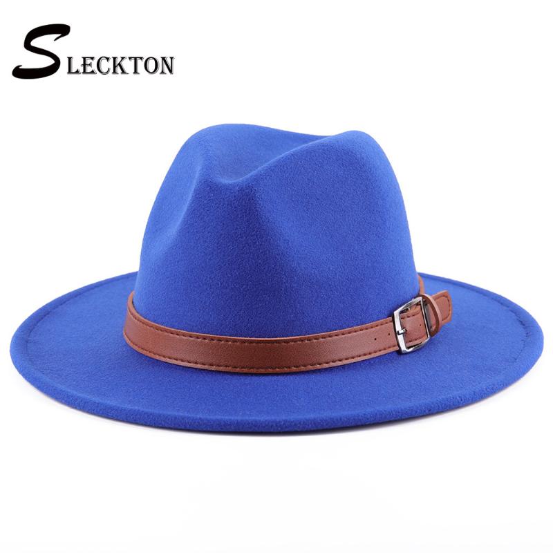 

SLECKTON Fashion Ladies Top Hat Woolen Fedoras Hats for Women and Girls Casual Men Jazz Cap Panama Bowler Caps Casquette Gorras, White
