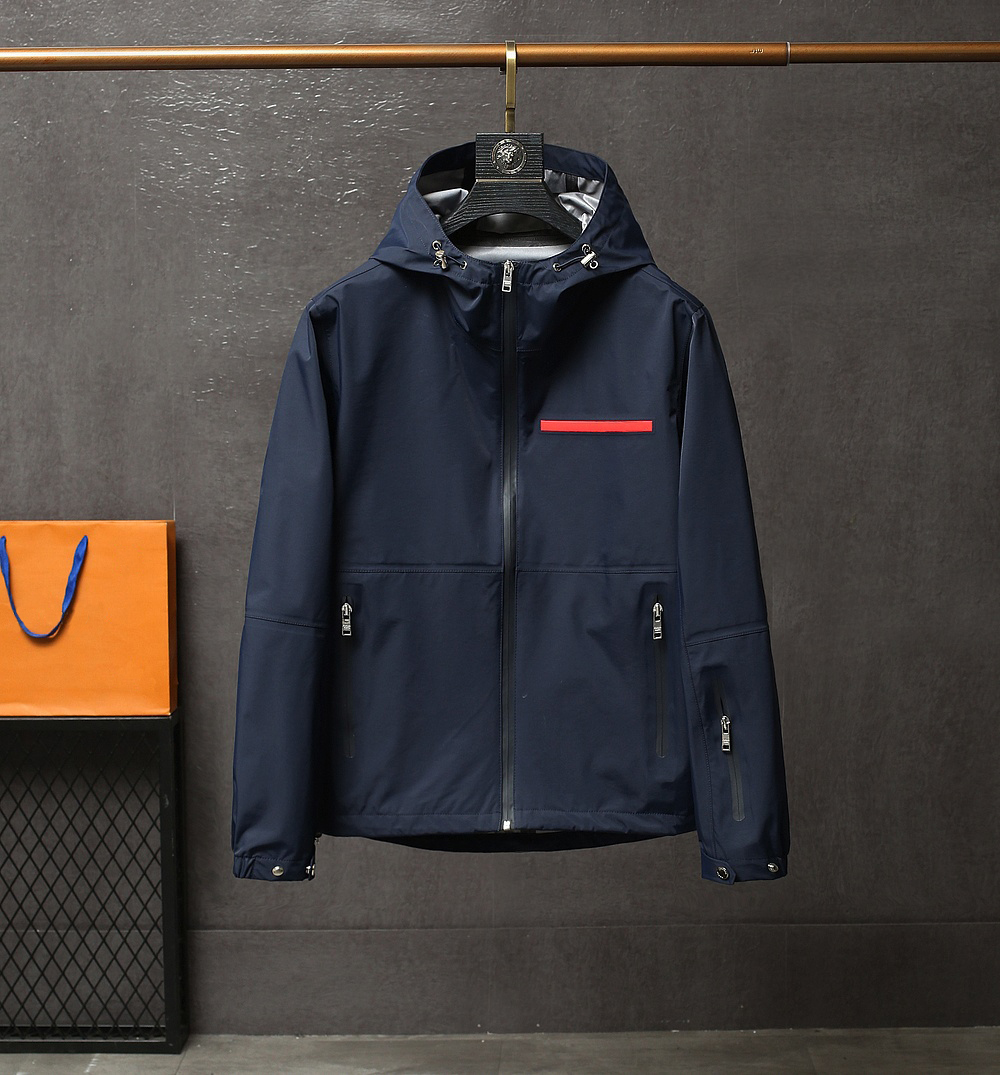 

2020 Autumn mens jacket casual fashion luxury coat oversized hoodies Waterproof nylon fabric Comfortable Waterproof zipper pocket jacket, Navy