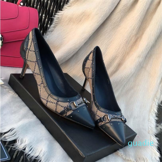 

fashion-Designers Heels womens Shoes Loafers pointed buckle sandal summer footwear 7cm heel back strap genuine leather sole, Style 1