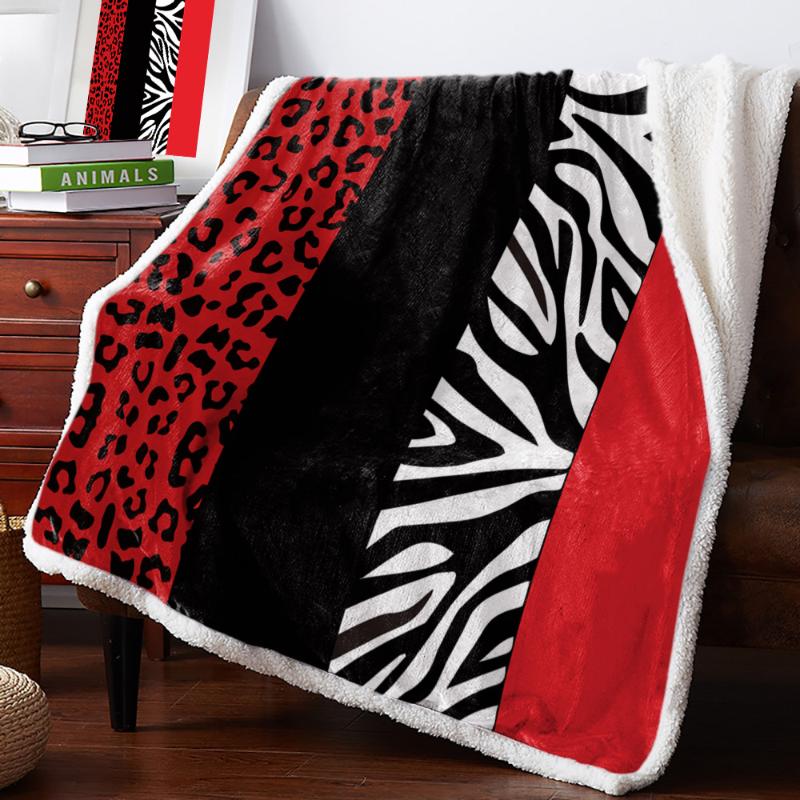 

Pattern Zebra Print Leopard Print Fleece Blanket Warm Cashmere Blanket Office Sofa Supplies Blankets for Beds