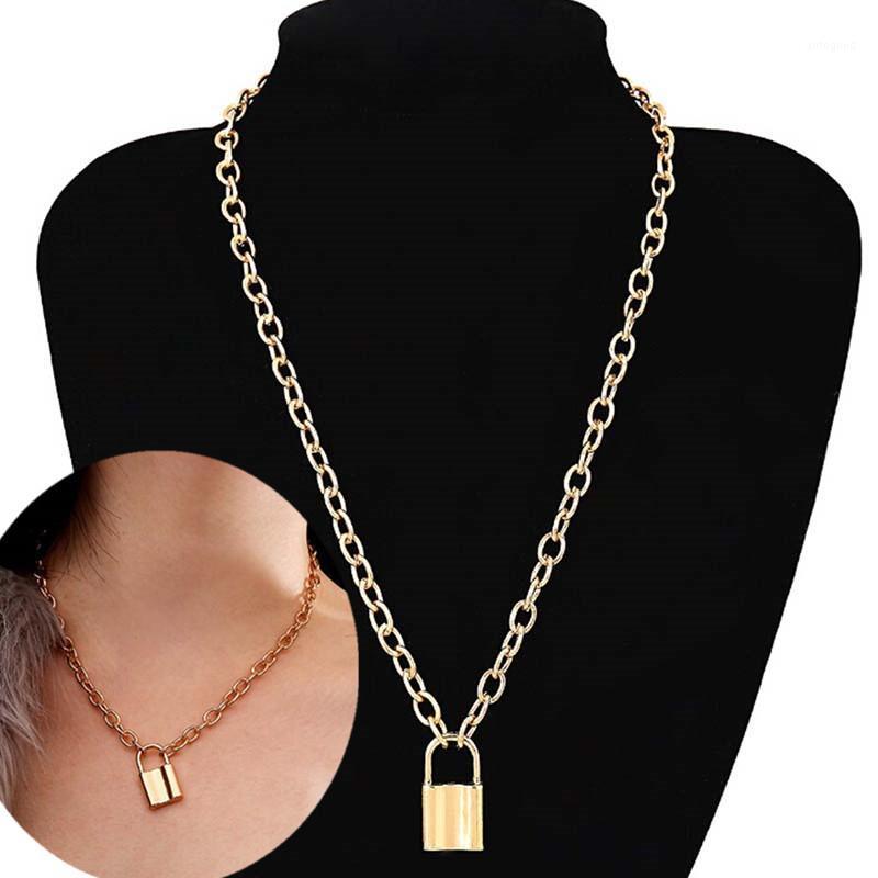 

Chokers 1PC Women Girls Padlock Pendant Necklace Silver/Glod ColorStainless Steel Chain Friendship Jewelry Gifts1