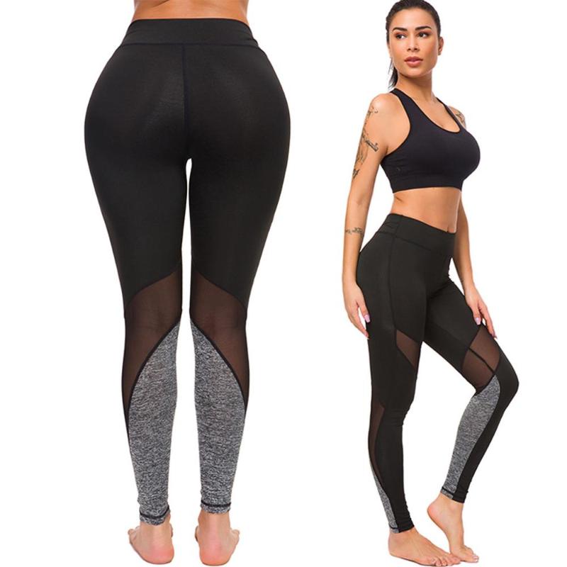 

Sport Leggings Women Running Pants -2XL Black Mesh Net Yoga Pants Slimming Hip Up Fitness Leggings Elastic Waist Women Gym Pant