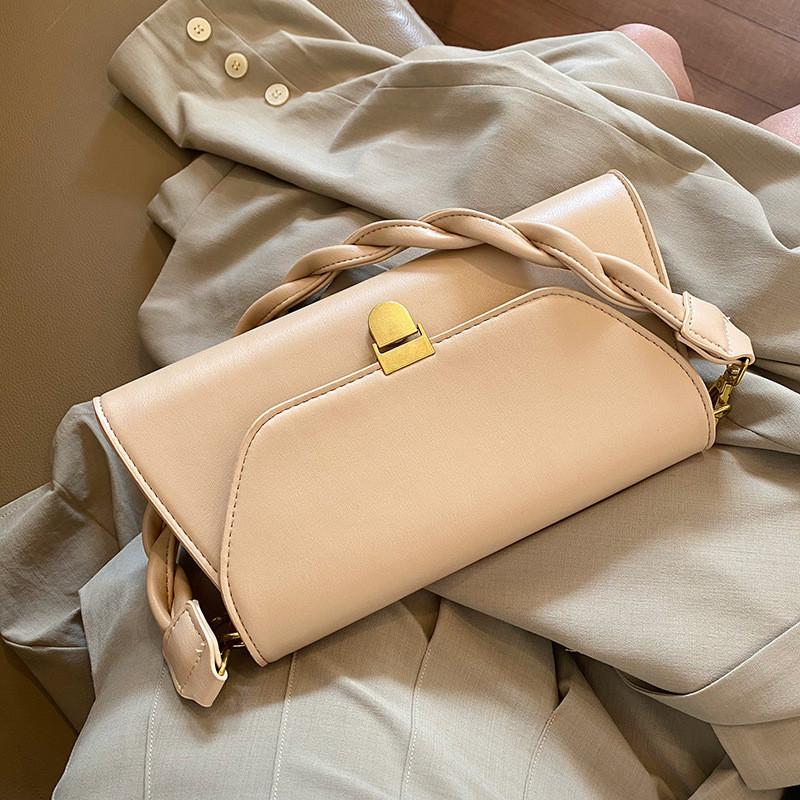 

Braided strap women Shoulder bags vintage chain Lady Crossbody bags small PU Leather Elegant simple Female Handbags wallet khaki, Black