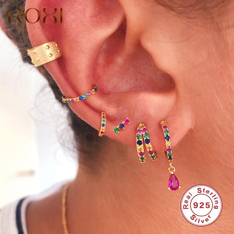 

Hoop & Huggie ROXI Double Circle Colorful Crystals Earrings For Women Girls Wedding Birthday Gift 925 Sterling Silver Jewelry