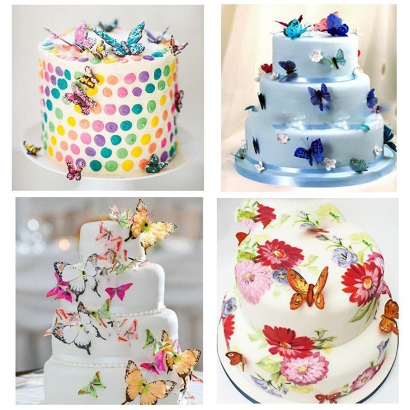 

42pcs Mixed Butterfly Edible Glutinous Wafer Rice Paper butterfly Cake Cupcake Toppers Birthday Wedding party Cake Decoration Y200618