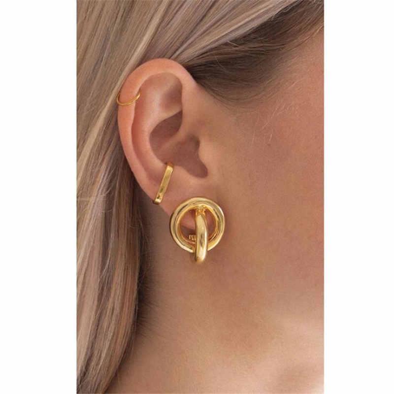 

Stud YIKUF88 Women Earrings Thick And Lazy French Titanium Steel Female