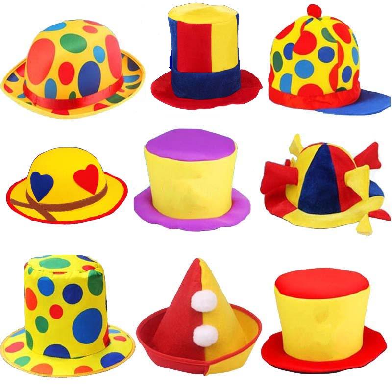 

Man Woman Fun Clown Hat Stage Performance Hair Accessories Caps Carnival Party Clown Cosplay Halloween Costume Top Hat