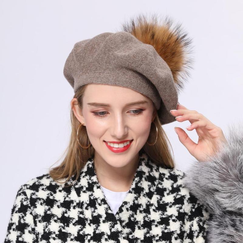 

Beret Hat For Women Warm Wool Winter Beanie Hat French Artist Vintage Cap Solid Color Elegant Lady Gorros, Khaki