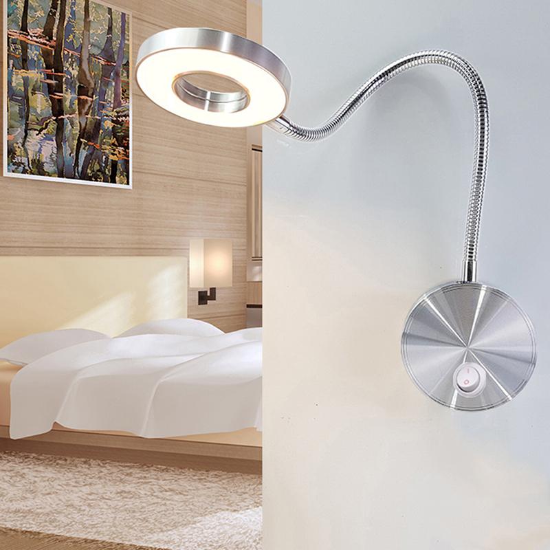 bedside wall light with flexible led reading light