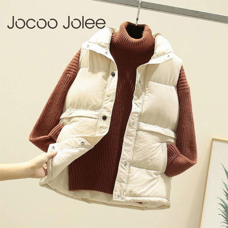 

Korean Style Padded Vest Women Winter Sleeveless Jacket Casual Solid Harajuku Waistcoat Down Coat Cotton Padded Jacket New, Beige