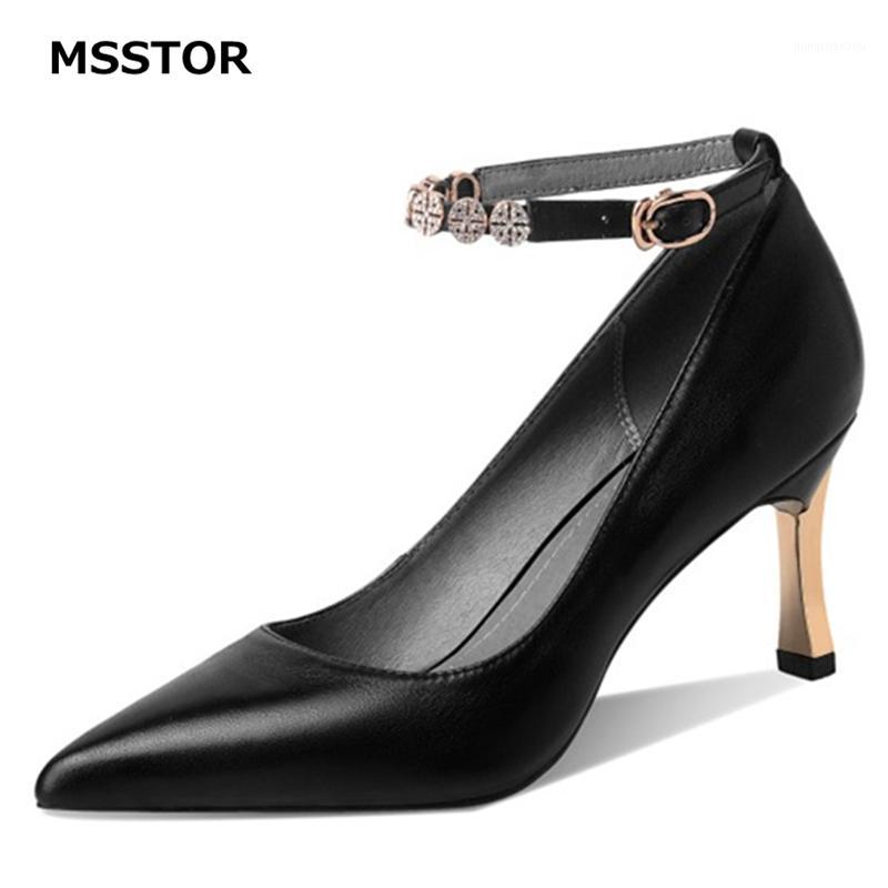 

Ankle Strag Party Shoes For Women Pointed Toe Buckle Genuine Leather Elegant Fashion Woman Pumps Black Shallow Ladies Shoes1, Beige