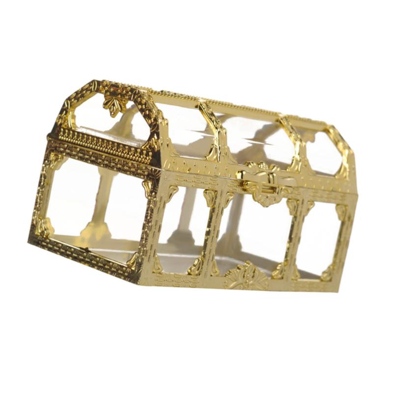 

Candy Box Treasure Chest Shape Sugar Containers Holder Gift Storage Case Party Supplies (Golden) (9x5.2x5.5cm