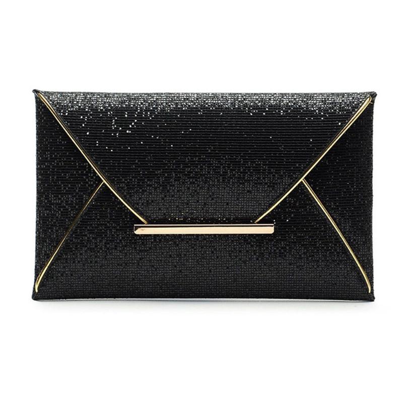 

Portable Fashion Evening Party Sparkling Mobile Phone Gift Glitter Sequins Banquet Cosmetics Wedding Dating Women Envelope Bag, Black