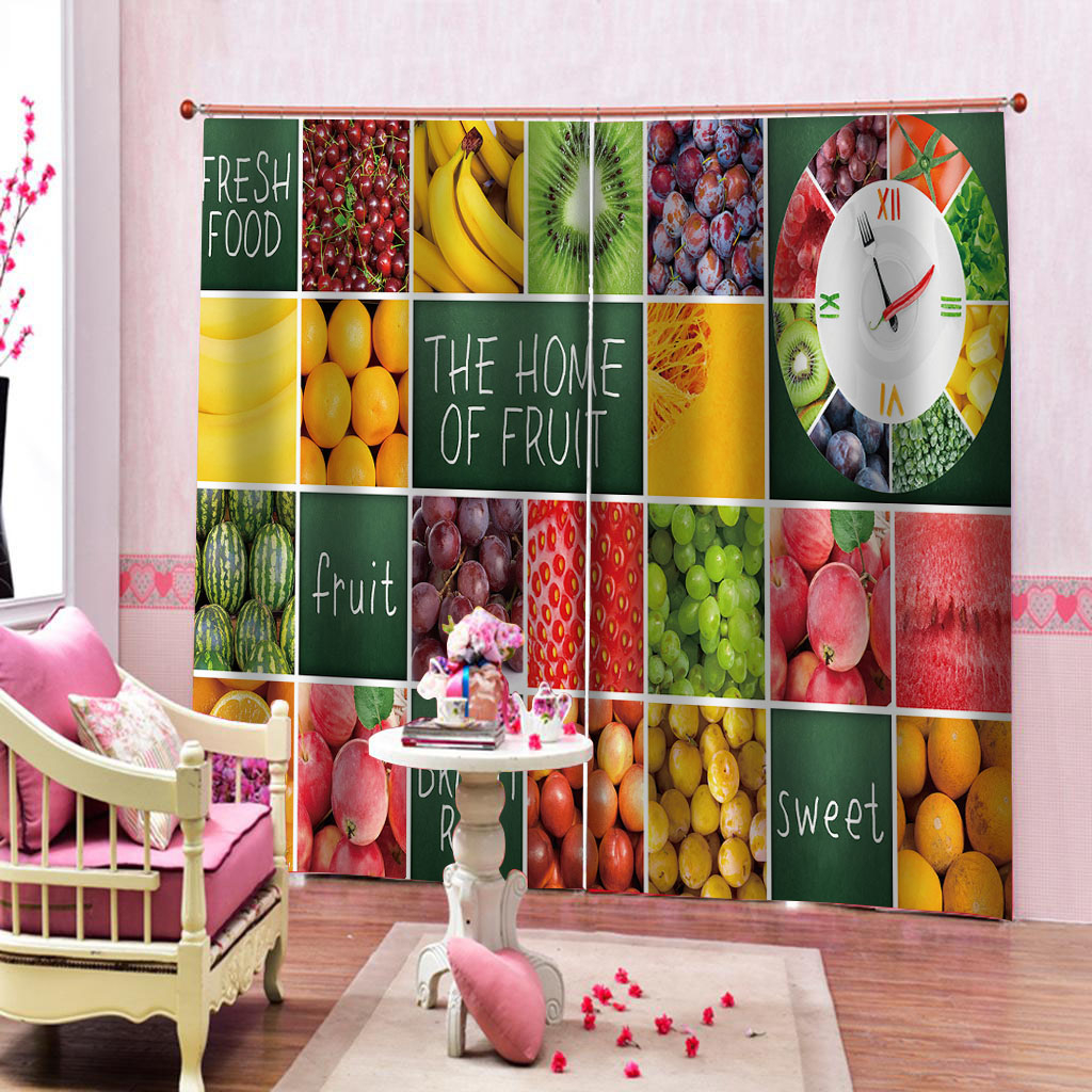 

Photo fruit curtains 3D Window Curtains For Living Room Bedroom Customized size personality curtains, As show