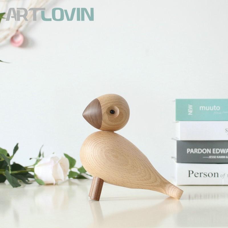 

Nordic Decorative Wooden Songbird Dolls Nice Nature Beech Lark Bird Ornaments Fashion Home Decoration Wood Crafts and Gifts