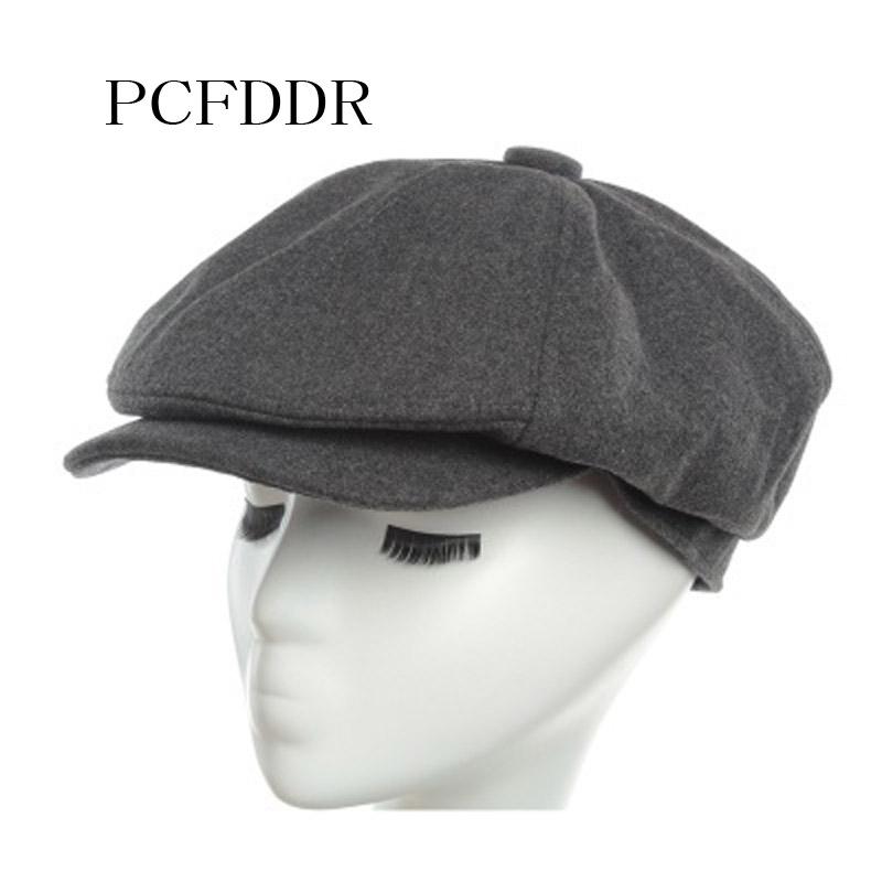 

PCFDDR New Brand Of High-Quality Wool BERET Men's Hat Father Newsboy's Hat in Autumn And Winter, Black