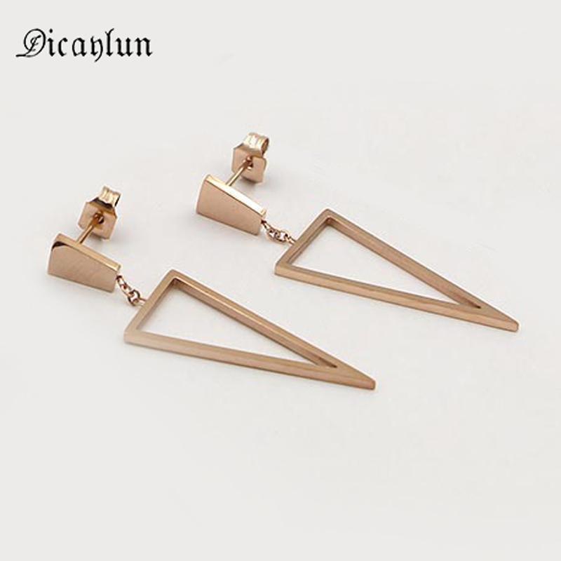 

DICAYLUN Stainless Steel Drop Earrings For Women Triangle Rose Gold Geometric Hanging Fashion Earings Metal Jewelry Girl Gifts1