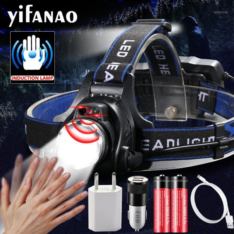 

IR Sensor Headlamp 2000LM V6 Powerful Smart Headlight T6/L2 USB Rechargeable Fishing Head Lamp Torch Zoom Waterproof Lanterna1