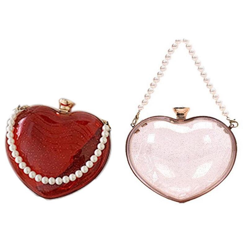 

Fairy Small Bag Wild Messenger Bag Small Chain Transparent Love, Pink