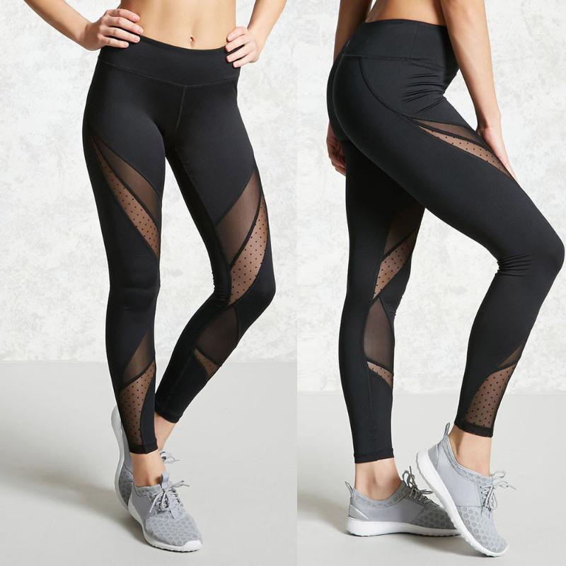

Fitness Yoga Sports Leggings For Women Sports Tight Mesh Yoga Leggings Pants High Waist Women Running Pants Tights1, Black