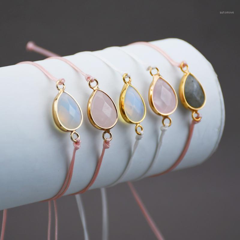 

Daily Basic Bracelet PinkQuartz /OpaliteStone AgateStone Bracelet Handmade Pink/White Color Cord Weave for Women/Girls1