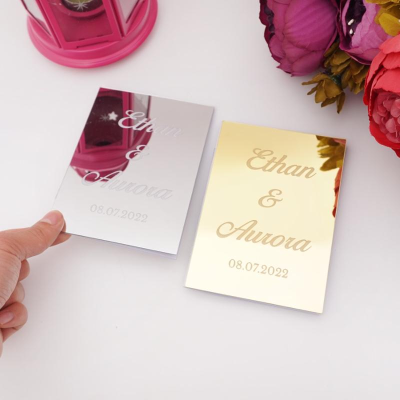 

Personalized Acrylic Mirror Signature Guest Book Custom Couple Name Guestbooks Wedding Engagement Decor Favor Gift Small 14x10cm