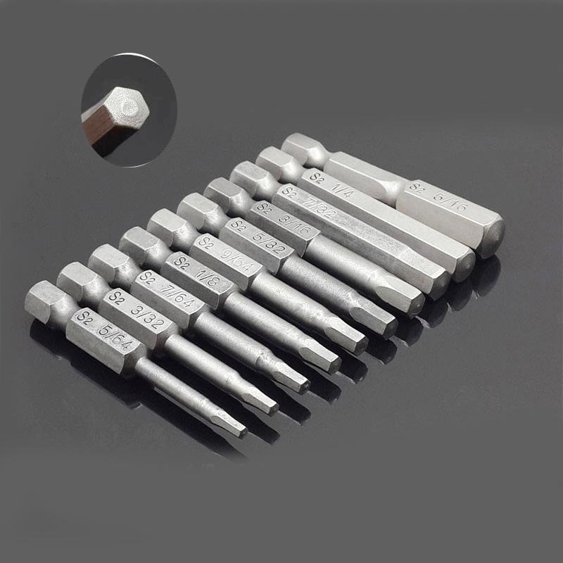 

8 10 Pcs Set 50mm 1/4 Inch Hex Shank Magnetic Hex Head Screwdriver Bits Electric Driver Bits Hand Tools Screwdriver Drill Bit S2