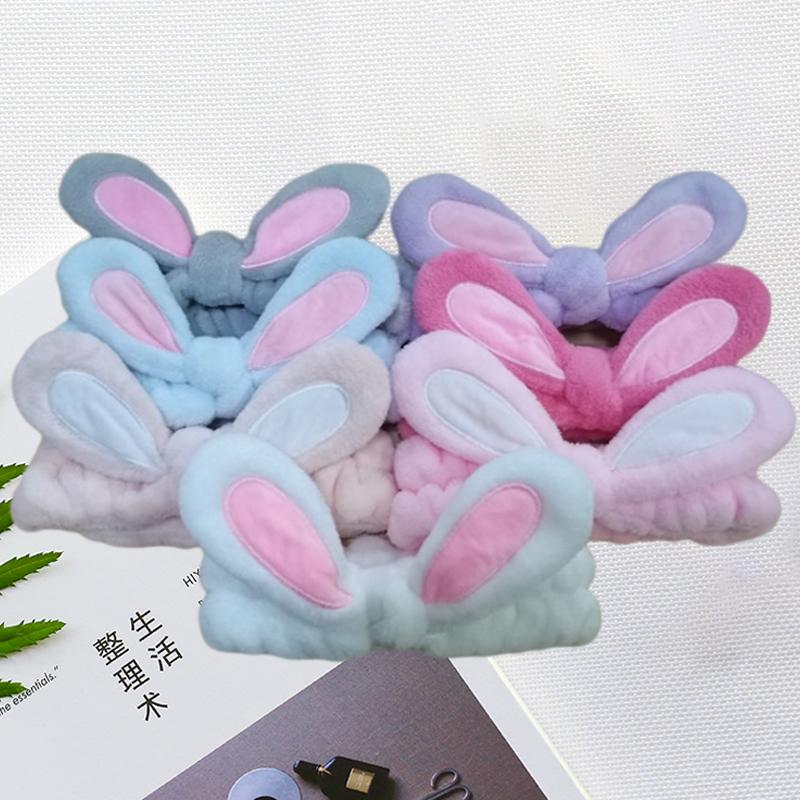 

Hair Accessories Face Washing Band Hairpin Coral Velvet Headband Animal Ears Headbands For Woman Bands Clip Children Women, Slivery;white