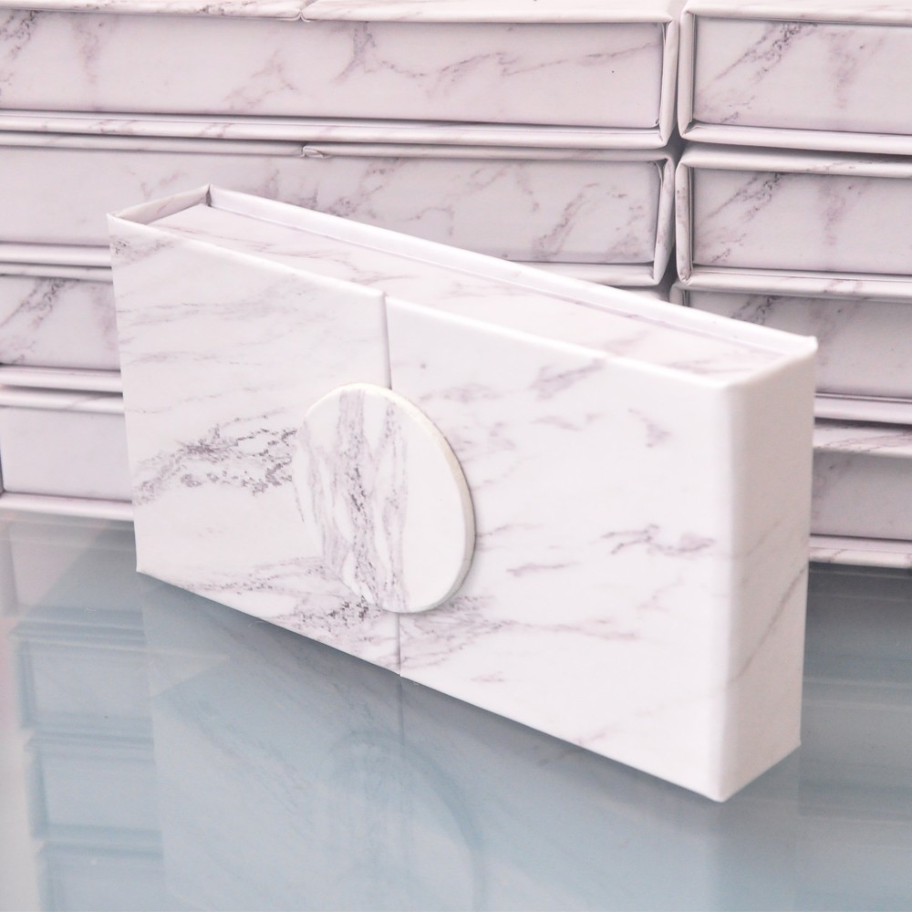 

Wholesale false Eyelash Packaging Box Lash Boxes Magnetic Custom Empty Marble Design for 25MM Strip