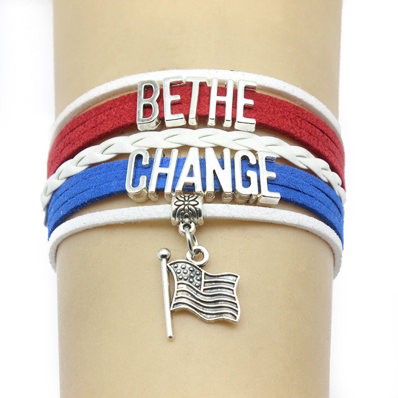 

Infinity Love Bethe Change Trump Flag Charms Bracelets & Bangles Leather Braid Wrap Bracelet Men Women Fashion Jewelry