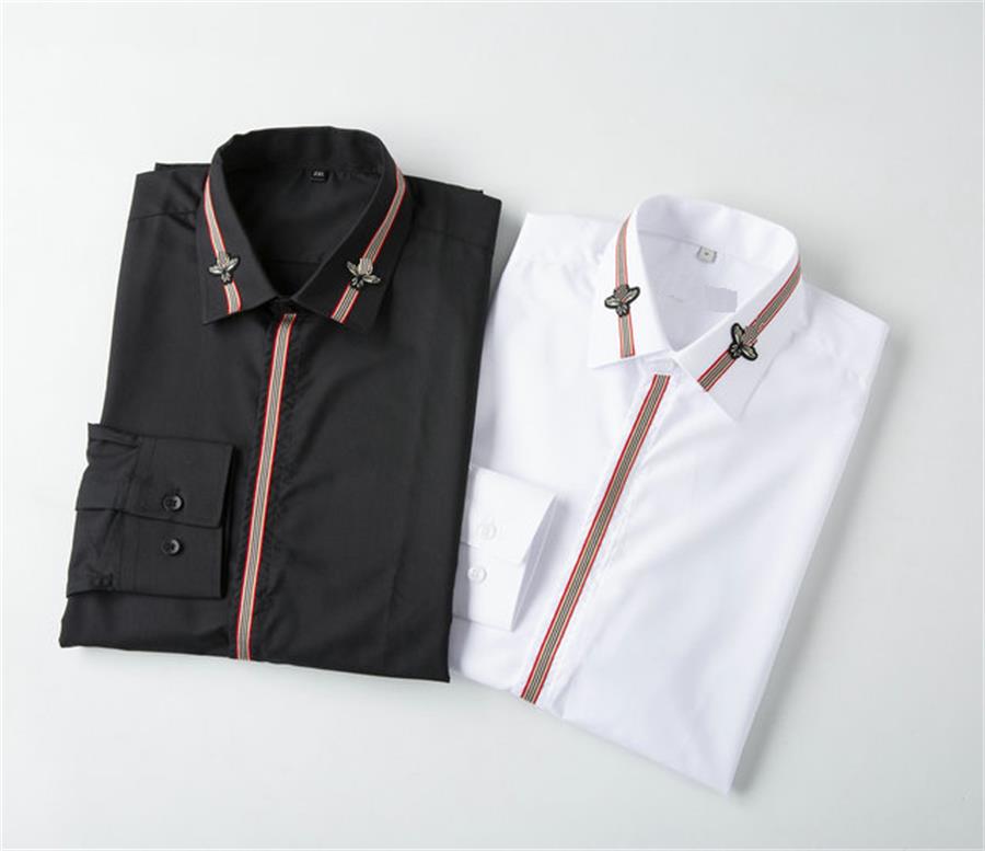 

Luxurys Designers Dress Shirt Menswear Fashion Society Black Men Solid Color Business Casual Mens Long Sleeve M-3XL#99