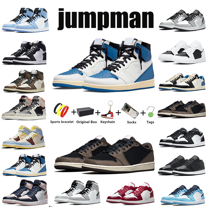 

with box Jumpman 1 mens high basketball shoes Bred Patent Dark Mocha TS x fragment low 1s University Blue Varsity Red Chicago men trainers outdoor sports sneakers, Color#13