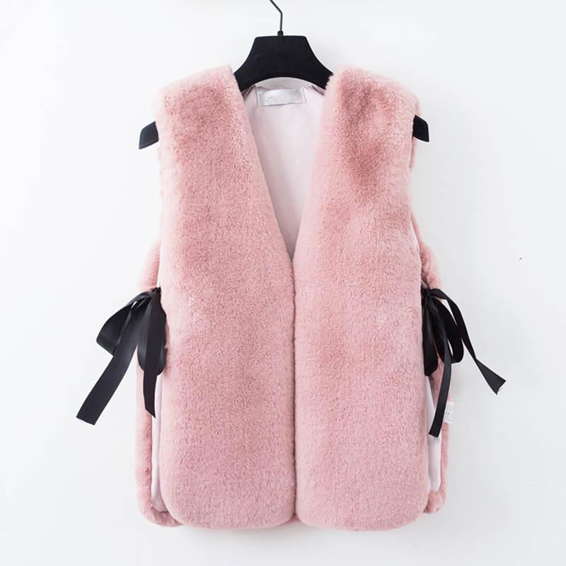 

Autumn Winter Fur Vest Women Warm Waistcoat Winter Jacket Sleeveless Short Faux Fur Vest Coat Women Jacket HK174, Black