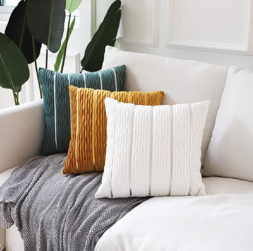 

Simple Luxury Striped Velvet Pillow Cover Pillow Cushion Cover Case Covers for Sofa Flannel Velvet Sofa Cushion, Black