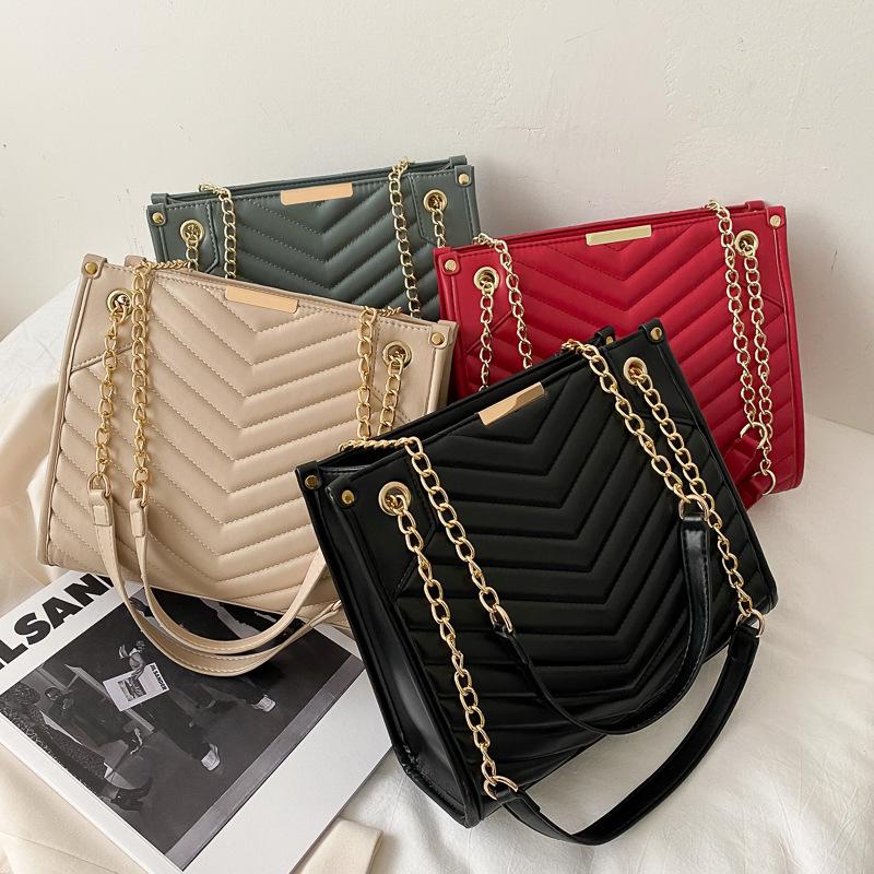 

Women's big bag women 2021 new Korean version of the diamond chain one shoulder diagonal bag fashion female handbag, Black
