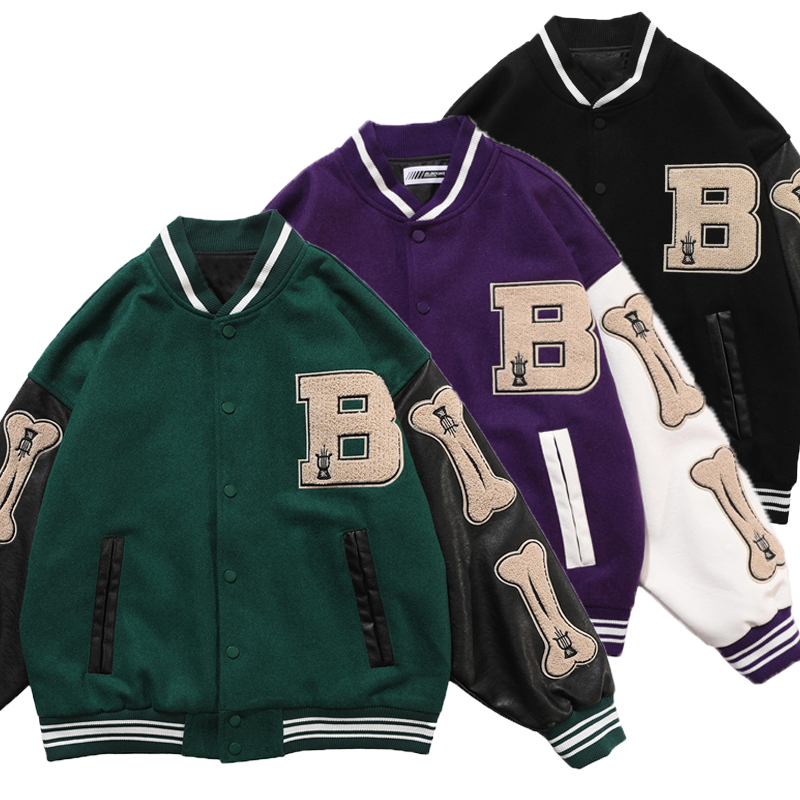 

Bomber Jaet Men Patchwork Color Blo Harajuku Hip Hop Baseball Coats Streetwear Vintage College Style Fashion Jaets Unisex, Black