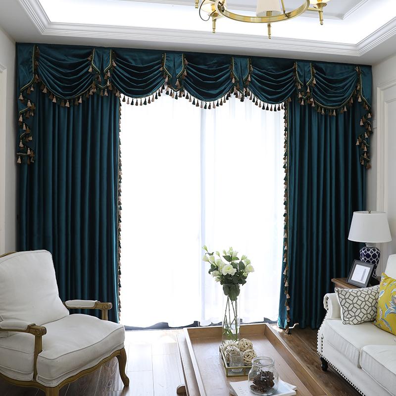 

Thickened Shading Pure Color Italian Velvet Cloth Curtain for Living Room Valance Custom Curtains for Bedroom Luxury European, Tulle