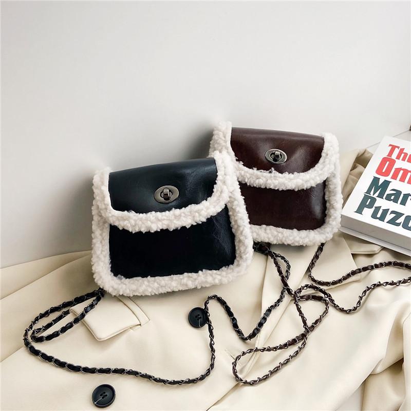 

Fluffy bag women's 2021 winter plush chain women's one-shoulder sloping bag