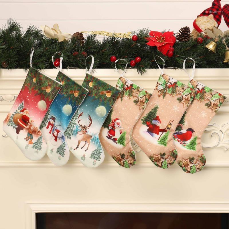 

Christmas Stockings With 3D Printed Pattern Holiday Gift Holder Xmas Tree Hanging Ornaments Seasonal Decor New Year1
