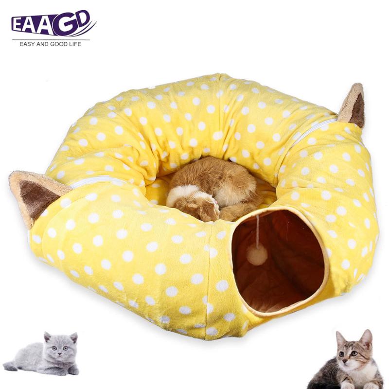 

1Pcs Cat Tunnel Bed, Double-use Cat Tube Toy and Bed Collapsible House for Large Cats Kittens Kitties Small Puppy