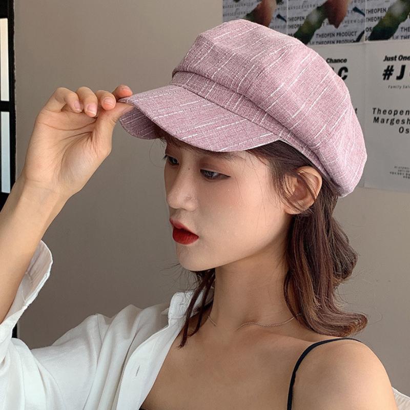 

HT2926 Berets Vintage Plaid Octagonal Newsboy Cap Ladies Retro Artist Painter Hat Spring Autumn Women Berets Female Beret Hat, Black
