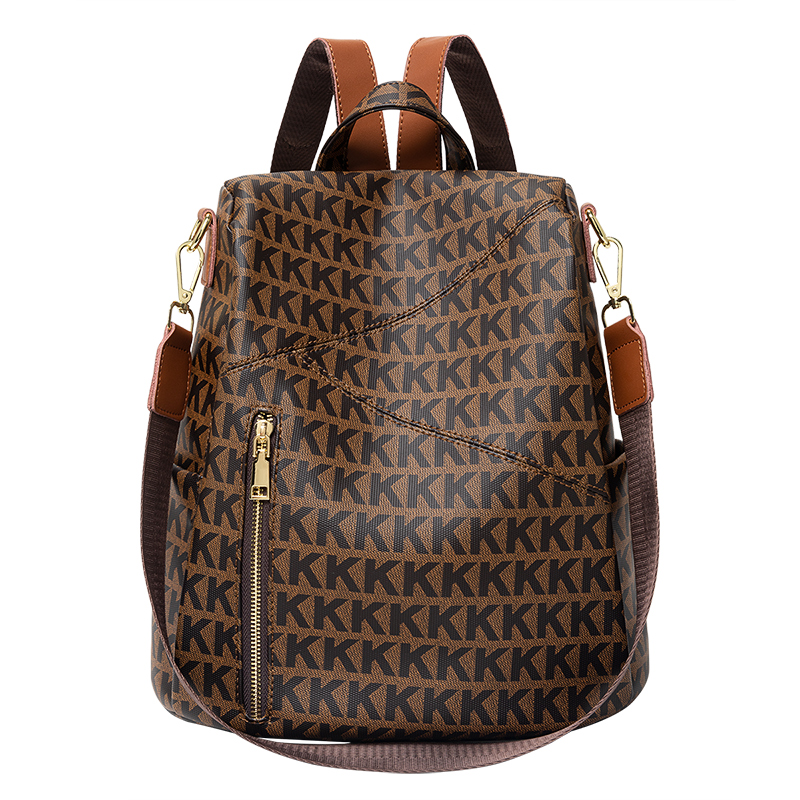 

Fashion Print Ladies Backpack Trend 2022 New Large Capacity Anti-theft Backpack Travel Bag Casual, Kk pattern #coffee