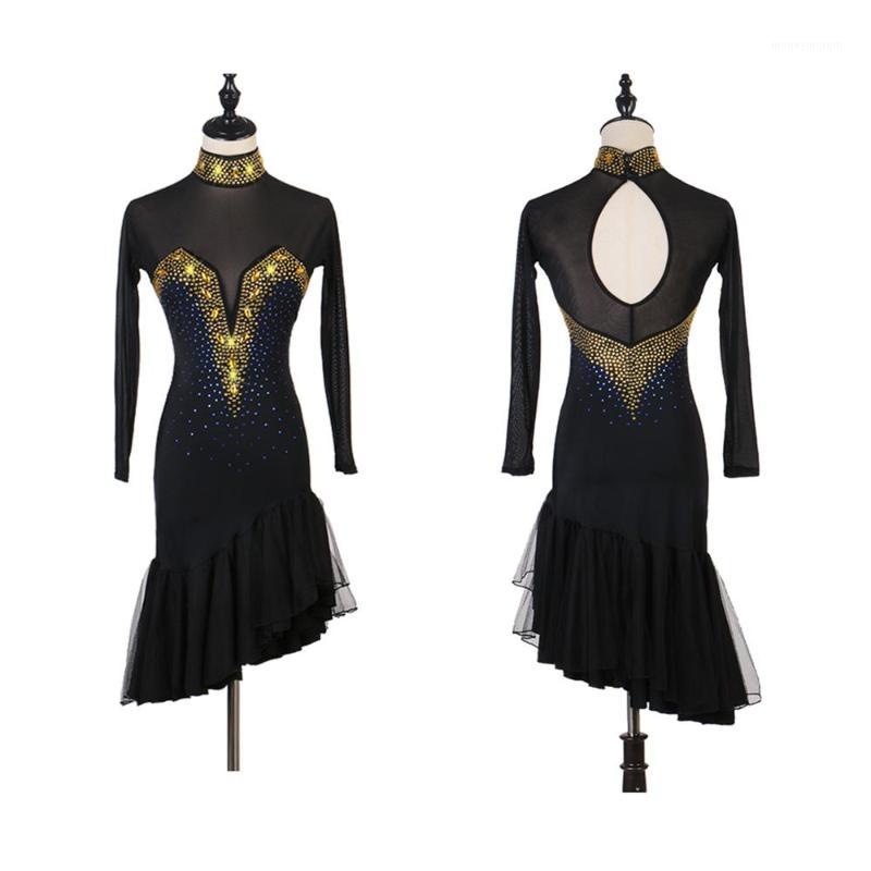 

Latin Competition Dance Skirt Women Professional Samba Latin Dancing Wear Adult High Quality Rumba Dress1, Black