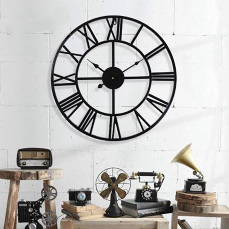 

Metal Wall Clock Vintage Hanging Wall Clock Silent Iron Roman Numeral Decorative for Living Room Bedroom Kitchen1