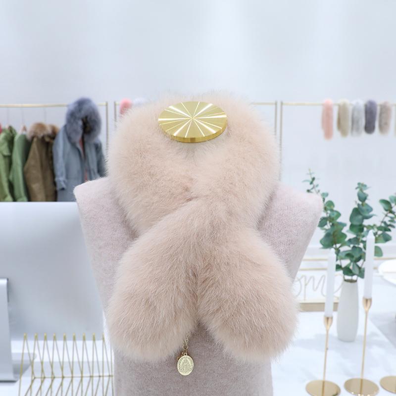 

Shawl Scarves Real Fur Collar Winter Women Plush Fashion Thermal Muffler Hot Sale