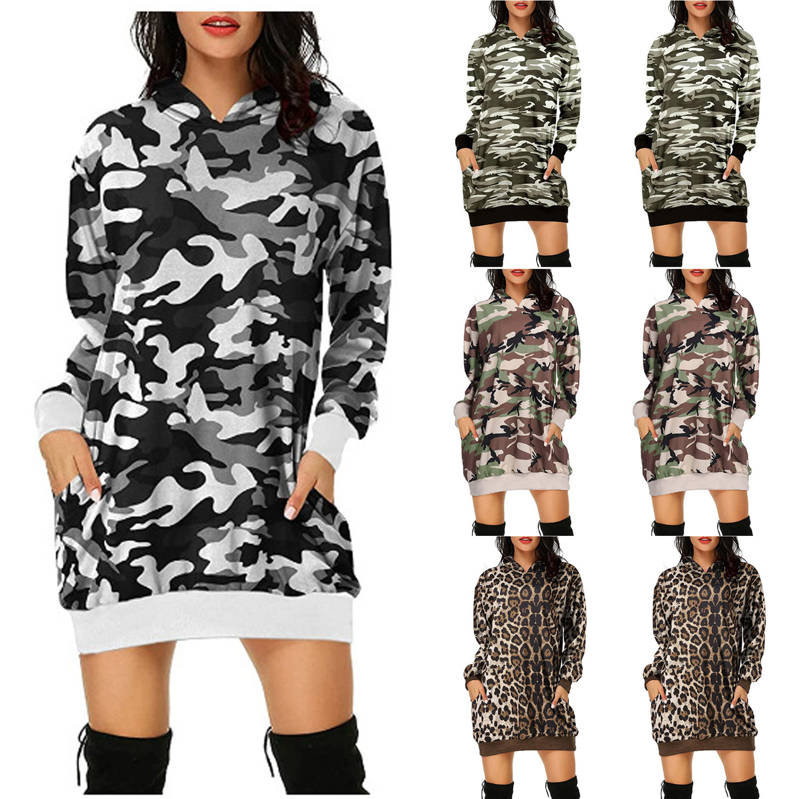 

Autumn Winter Women's Long-sleeved Pocket Pullover Hoodie Dress Waist Sweatshirt Elegant Autumn Winter Plaid Suit Blazer Hotting, Army green